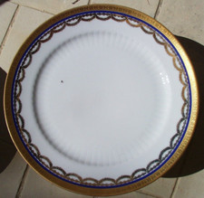 Lot 6  assiettes or bleu guirlande dorées EuroPorcelaine/Atelier de la Cigogne