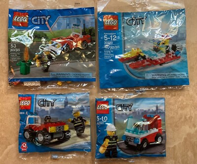 Lego City Fire Set of 4 - 30001,30220,4938,30347 Polyabgs
