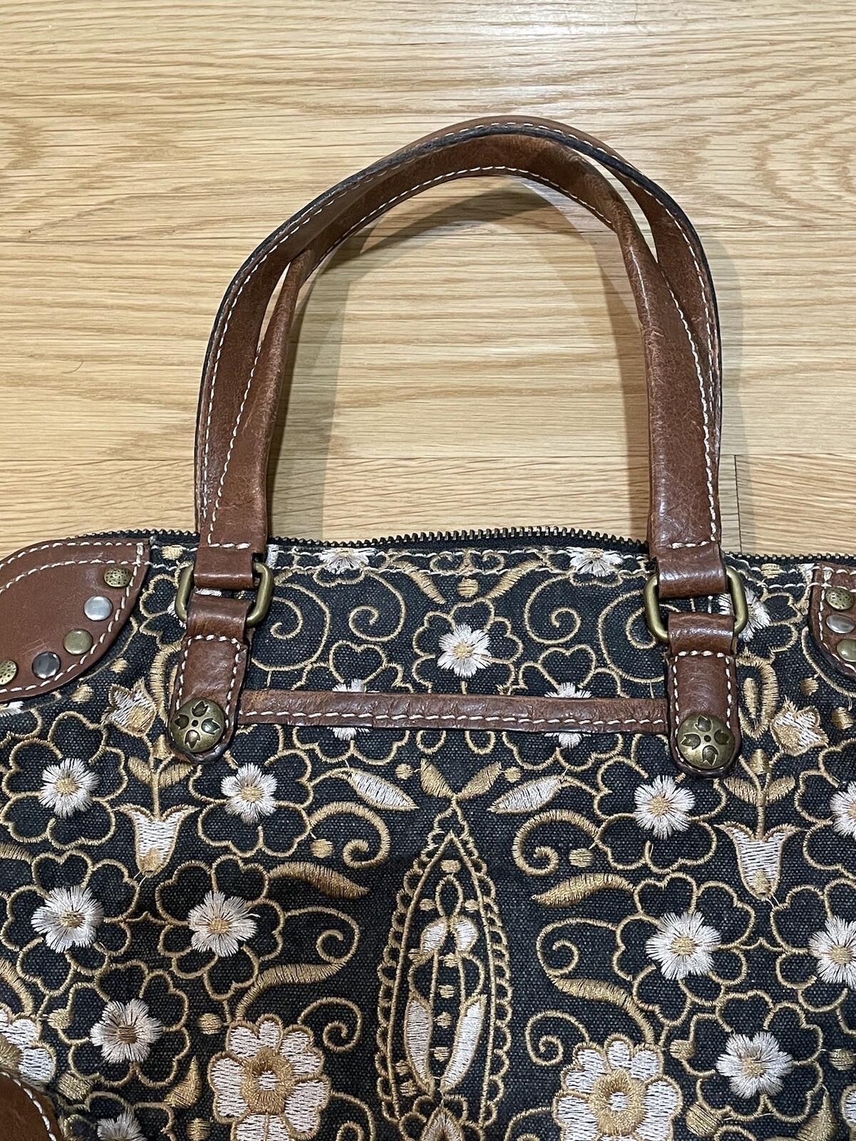 Patricia Nash Embroidered Carpet/ Distressed Leather Trim Bag eBay