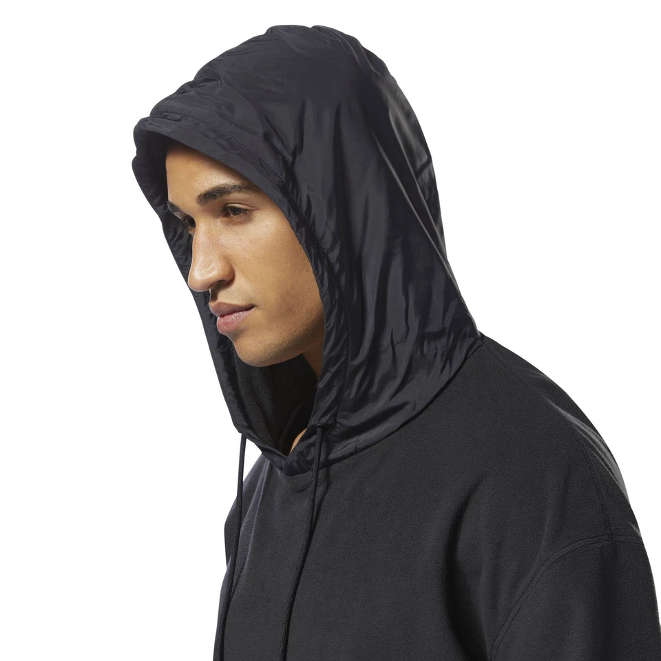 Reebok Men's Hooded Pullover Sweatshirt Hoody BLACK Jacket Micro Fleece  M , L - Image 4 of 4