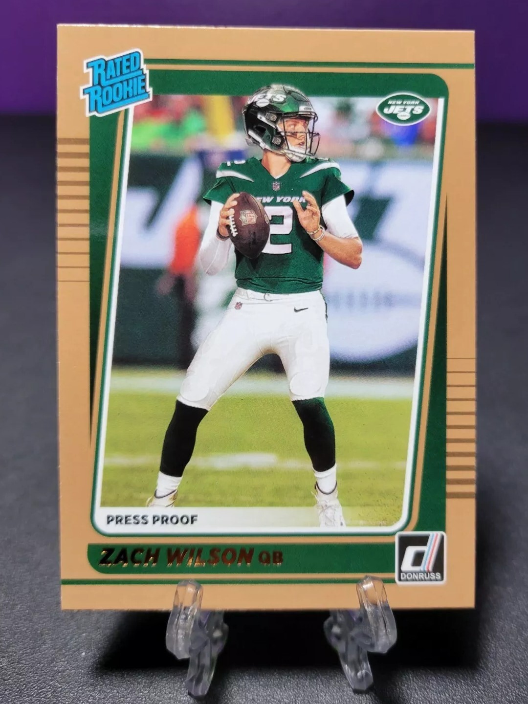 Zach Wilson 2021 Panini Donruss Football Rated Rookie Card Bronze Press Proof SP