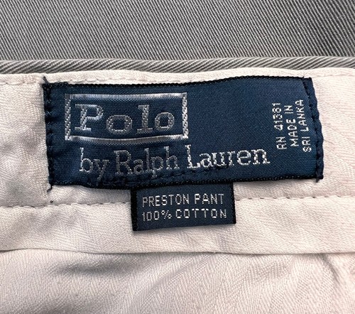Pantalones Chinos Polo Ralph Lauren Preston Talla 33 x 32 Gris Frente Plano Pantalones Caqui. - Imagen 8 de 12
