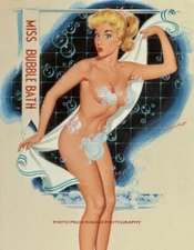 Women In Shower 8.5x11" Photo Print Bill Randall Miss Bubble Bath Pinup Fine Art