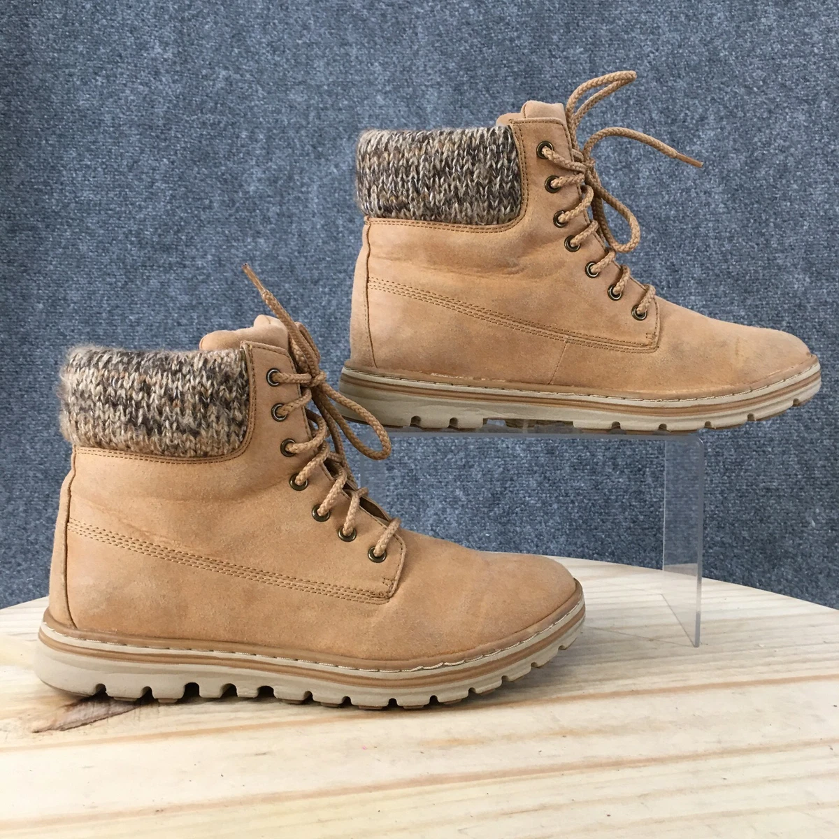 Cliff By White Mountain Boots Womens 8.5 M Kudrow Combat Brown Faux Leather