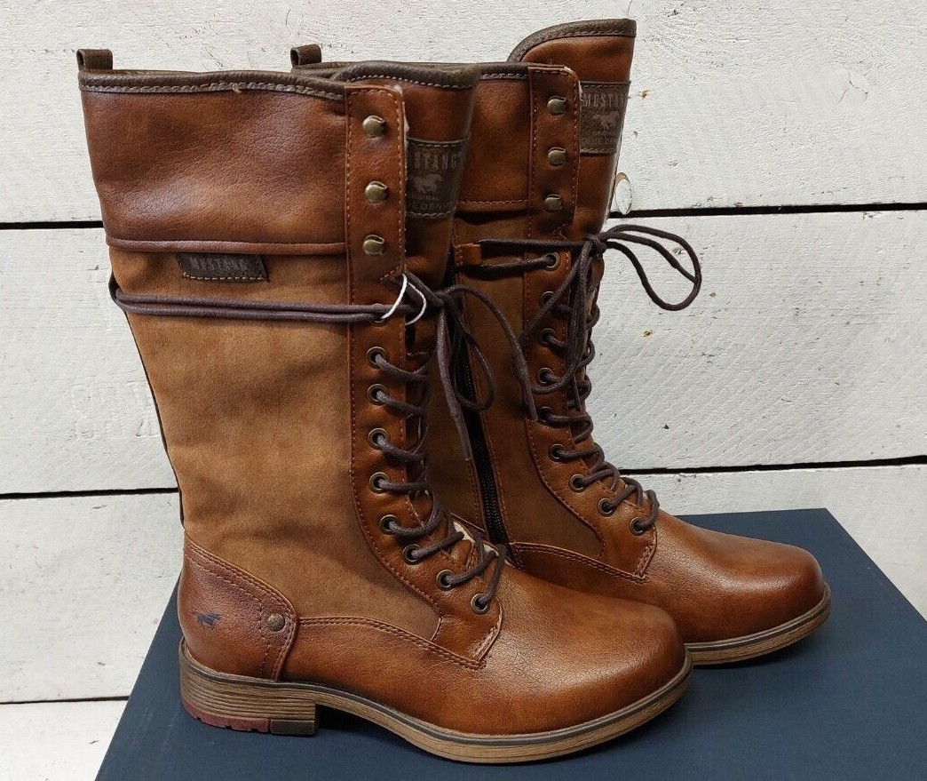 Ladies Mustang 1295-606-09/307 Mid Calf Lace Zip Boots