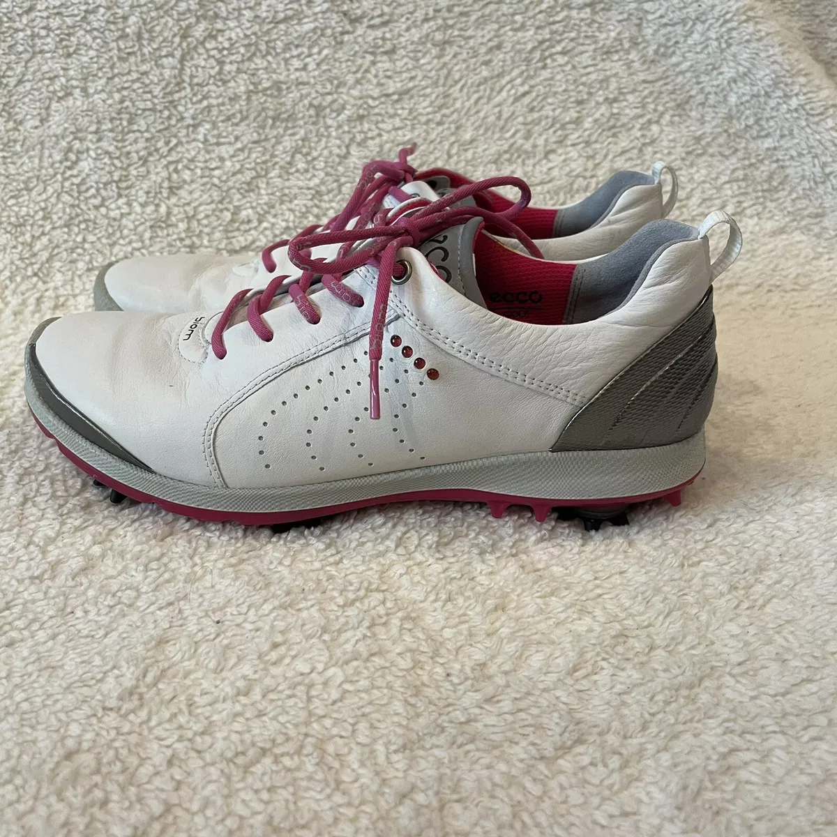 Ecco Women s EU 40 BIOM G2 Free Golf Shoes White Silver Pink