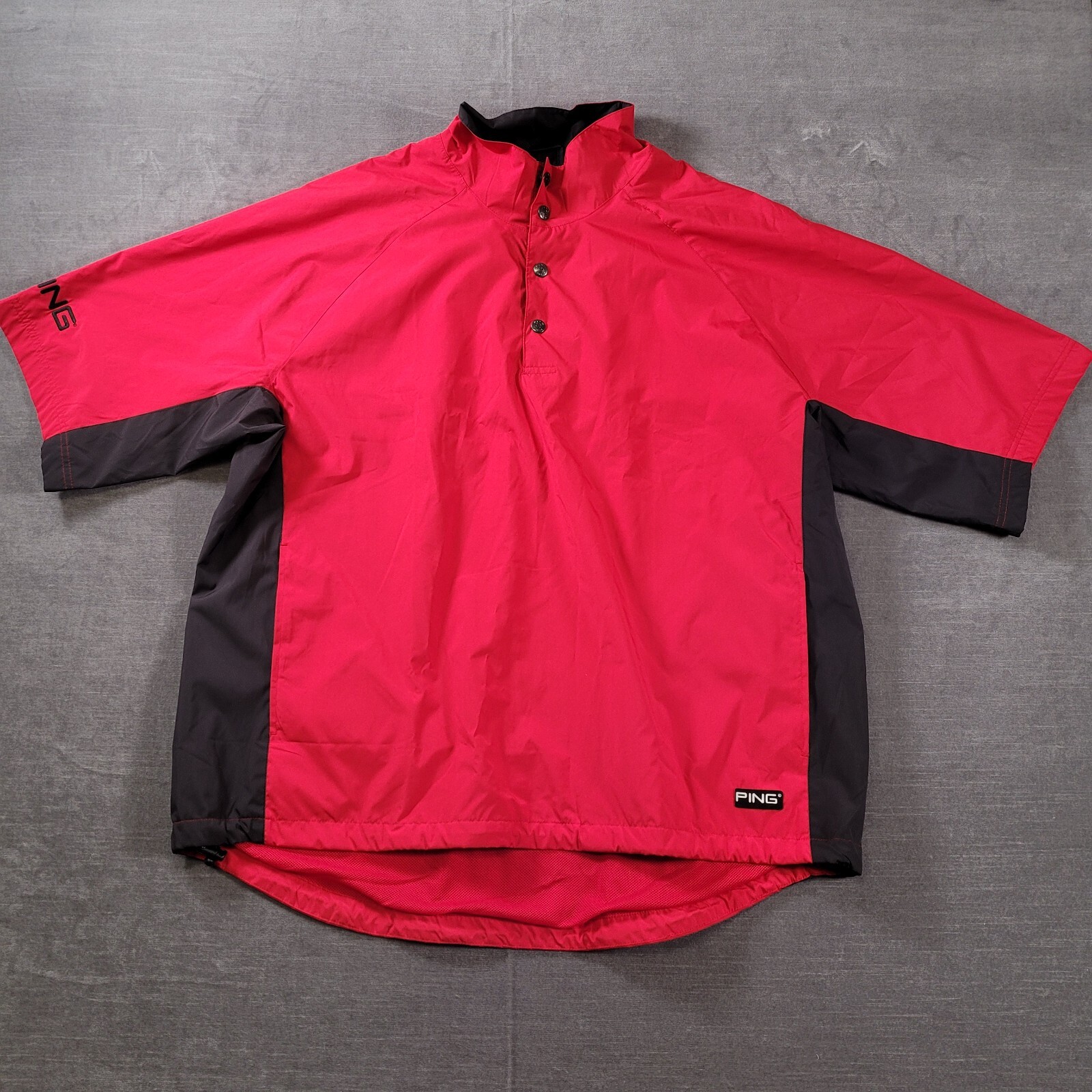 Ping Collection Snap Mock Neck Wind Breaker Mens Short Sleeve Red
