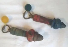 2 Bottle Openers Handcrafted Handles Painted Rustic Primative Folk Art Vintage