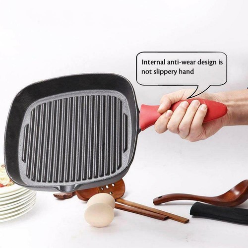 1/2X Silicone Pot Holder Cast Iron Hot Skillet Handle Cover Potholder Pan Sleeve - Picture 5 of 14