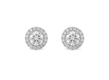 Men & Women 925 Sterling Silver Round Cubic Zirconia Halo Stud Earrings - Gift