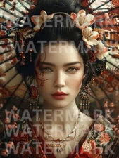 Digital Image Picture Fantasy Geisha Beauty Photo Wallpaper Desktop AI Art