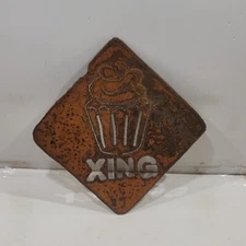 Cupcake Crossing Metal Wall Sign Plaque Yard Decor Rusty