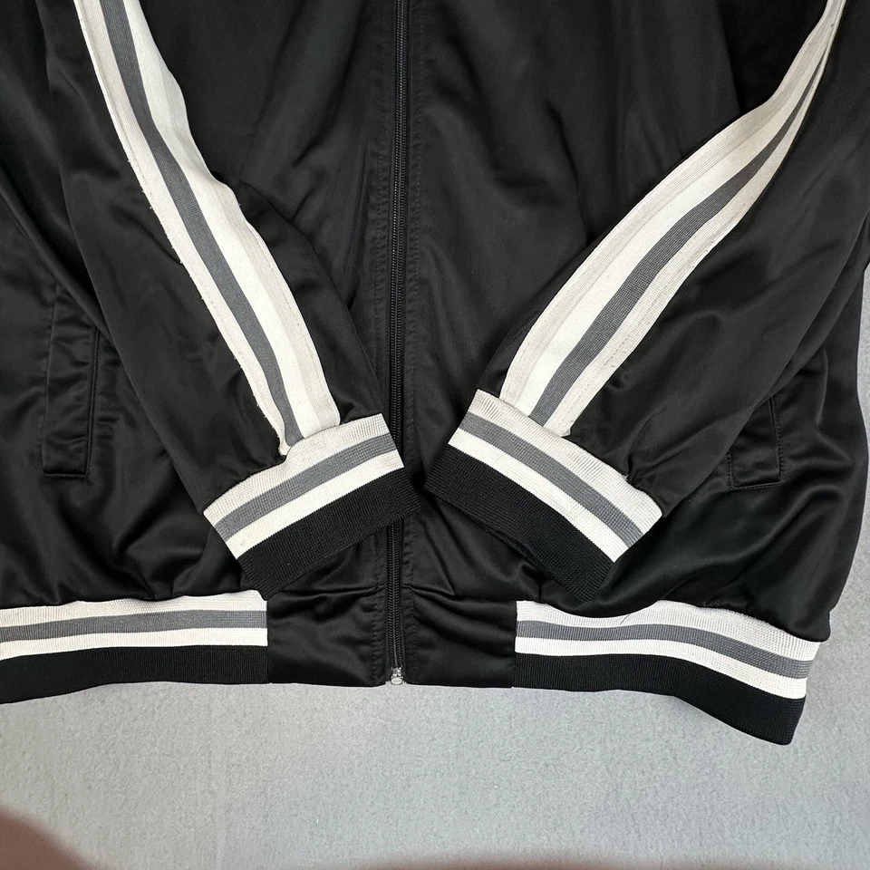 Chaqueta ENYCE Satén XXL Negra Parches Hip Hop Sedosa Cremallera Completa De Colección Años 90 Y2K Foto 3 de 4