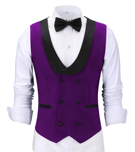 Men's Shawl Collar Vest Double Breasted Slim Prom Blazer Tops Waistcoat Waitress - Bild 7 von 42
