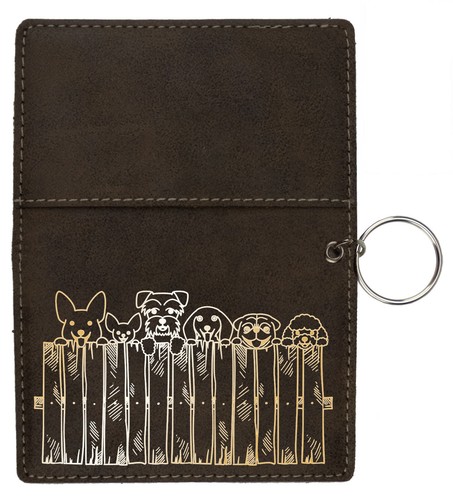 Peeking Pups Laser Engraved Leatherette Keychain Wallet - Picture 17 of 18