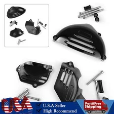 Engine Guard Sprocket Chain Case Stator Cover Black For Kawasaki Z900RS 2017-18
