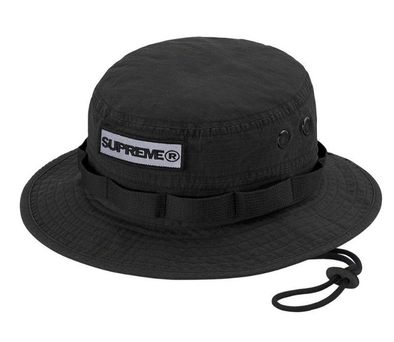 SUPREME 2021 SS REFLECTIVE PATCH BOONIE BLACK HAT M/L OG ALL BRAND