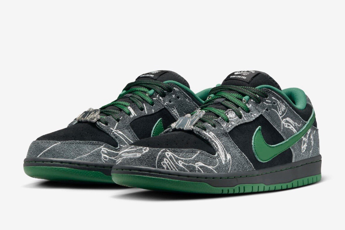 Nike THERE Skateboards x Dunk SB Low Black Gorge Green US SIZE 15M