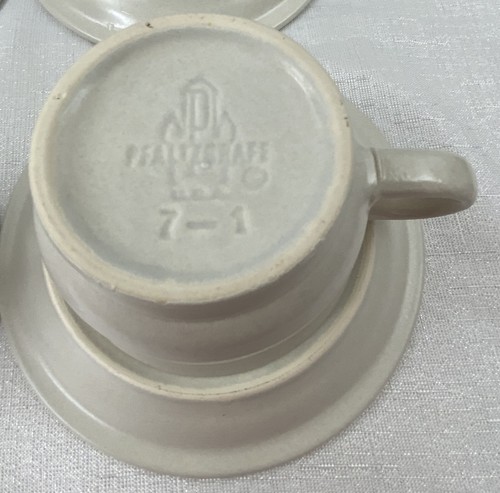 VNTG Pfaltzgraff Set of 4 Classic Yorktowne Cups & Saucer Stoneware Blue Flower - Picture 13 of 16