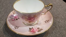 Vintage Floral Pink and gold Crown STAFFORDshire Teacup