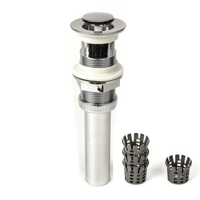 PF WaterWorks DecoDRAIN Push Pop-Up Sink Drain with Hair Catcher