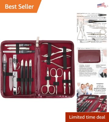 Premium Manicure Kit: Professional Nail Care Tools - Fashion Leather Case