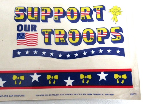 Decoraciones patrióticas para ventanas - 2 hojas apoyan a nuestras tropas bandera americana de colección - Imagen 4 de 7