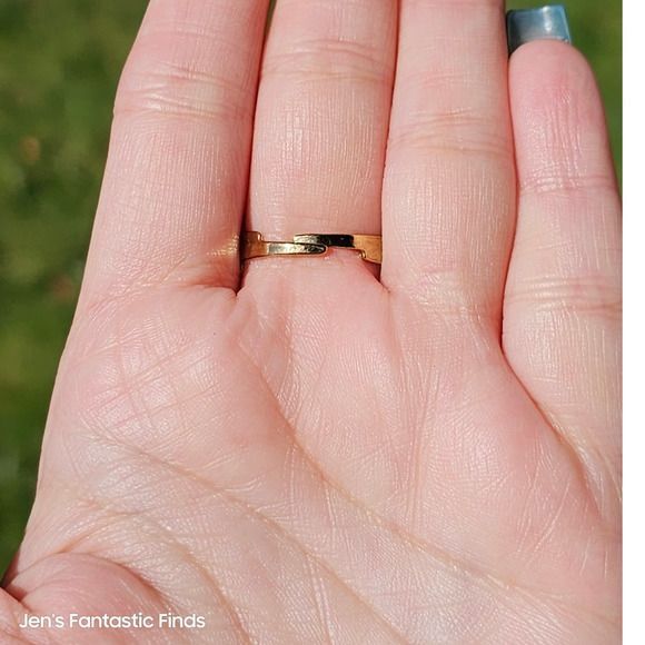 Signed EB Citrine Rhinestone Adjustable Ring - image 4