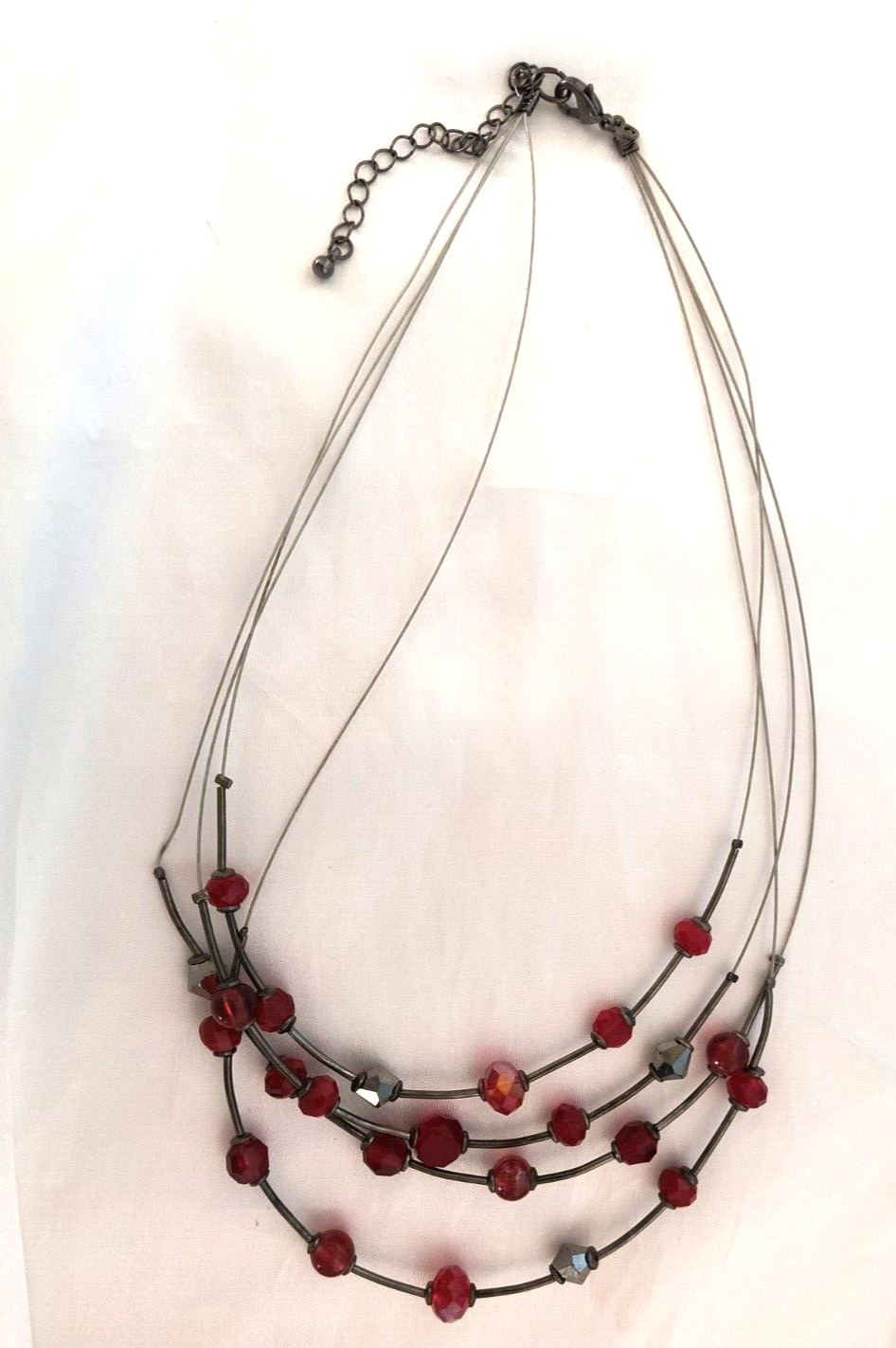 Women's Multistrand Statement Necklace Silver / R… - image 11