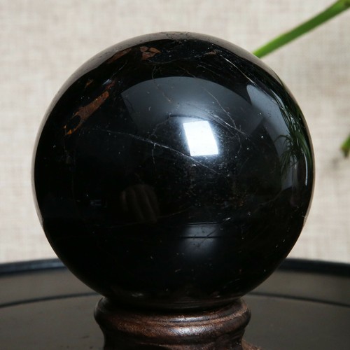 B1398-556g Natural Black Tourmaline Crystal Sphere Round Crystal Ball Healing - Picture 11 of 12
