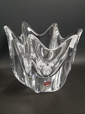 Orrefors Sweden Belle Bowl Vase Candy Dish 4.75 x 6'' Tulip Signed Sticker