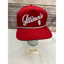 NWT Illinois Red hat embroidery adjustable snap with white cable