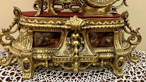 Antico orologio da tavolo in bronzo dorato francese parigina - Foto 5 di 9