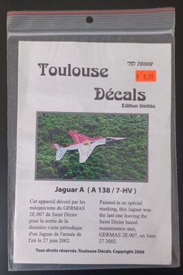 Toulouse | No. TD72002 | 1:72 Jaguar A (A138 / 7-HV) Limited Edition Decals 