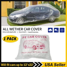 1 PACK Clear Plastic Disposable Car Cover Temporary Universal Rain Dust Garage