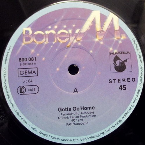 12" Maxi BONEY M. (FRANK FARIAN) - GOTTA GO HOME / El Lute / 1979 GERMAN HANSA - Picture 3 of 4