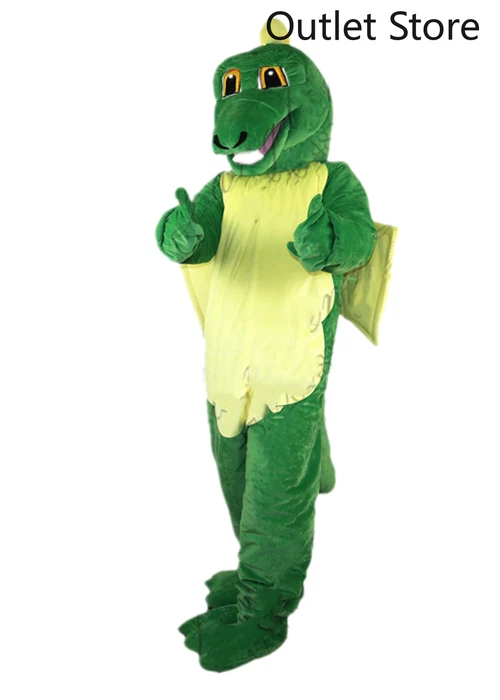 Halloween Cartoon Green Dinosaur Mascot Costume Cosplay FancyDress Carnival Xmas - Image 3 of 4