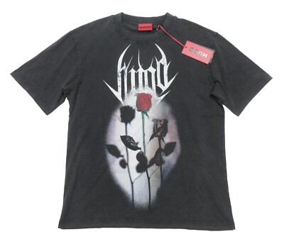 Hugo Boss Red Label Men's Dark Gray Daiche Graphic Print Crew-Neck T-Shirt 