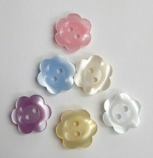 Flower buttons 15mm 2 hole novelty button - 6 colours - Craft - Cardigan - Baby