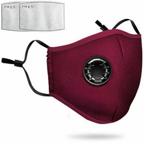 Reusable Cloth Cotton Face Mask Guard With Air Breathing Valve & 2 PM2.5 Filters - Picture 18 of 155