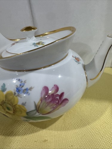 Tetera de diseño floral Meissen pintada a mano del siglo XIX. Raro. - Imagen 8 de 12