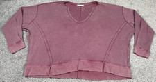 We The Free Sweater Womens Large Buttercream Thermal Purple Boho Oversized Crop