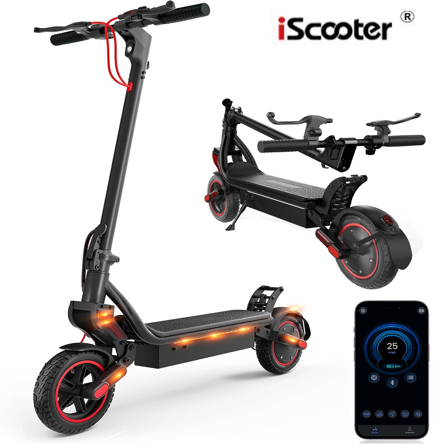 Electric Scooter 9.3" Dual Off-road Tires 750W 14Ah Folding Commuting E-Scooter