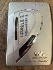 Sony Walkman WM-FX197 AM/FM Radio Cassette Player Silver Mega Bass WORKS TESTED