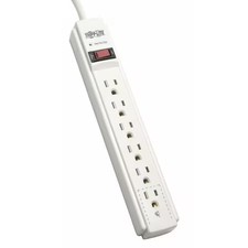 Tripp Lite Tlp606 Outlet Strip, Surge, 6 5-15R, 5-15P, 6 Ft., Light Gray