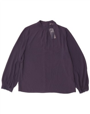 Marks & Spencer Womens Long Sleeve Blouse Top UK 12 Medium Navy Blue AG26