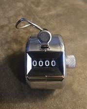 4 - Numbers Clicker Tally Tracker Metal Counter Sliver Chrome