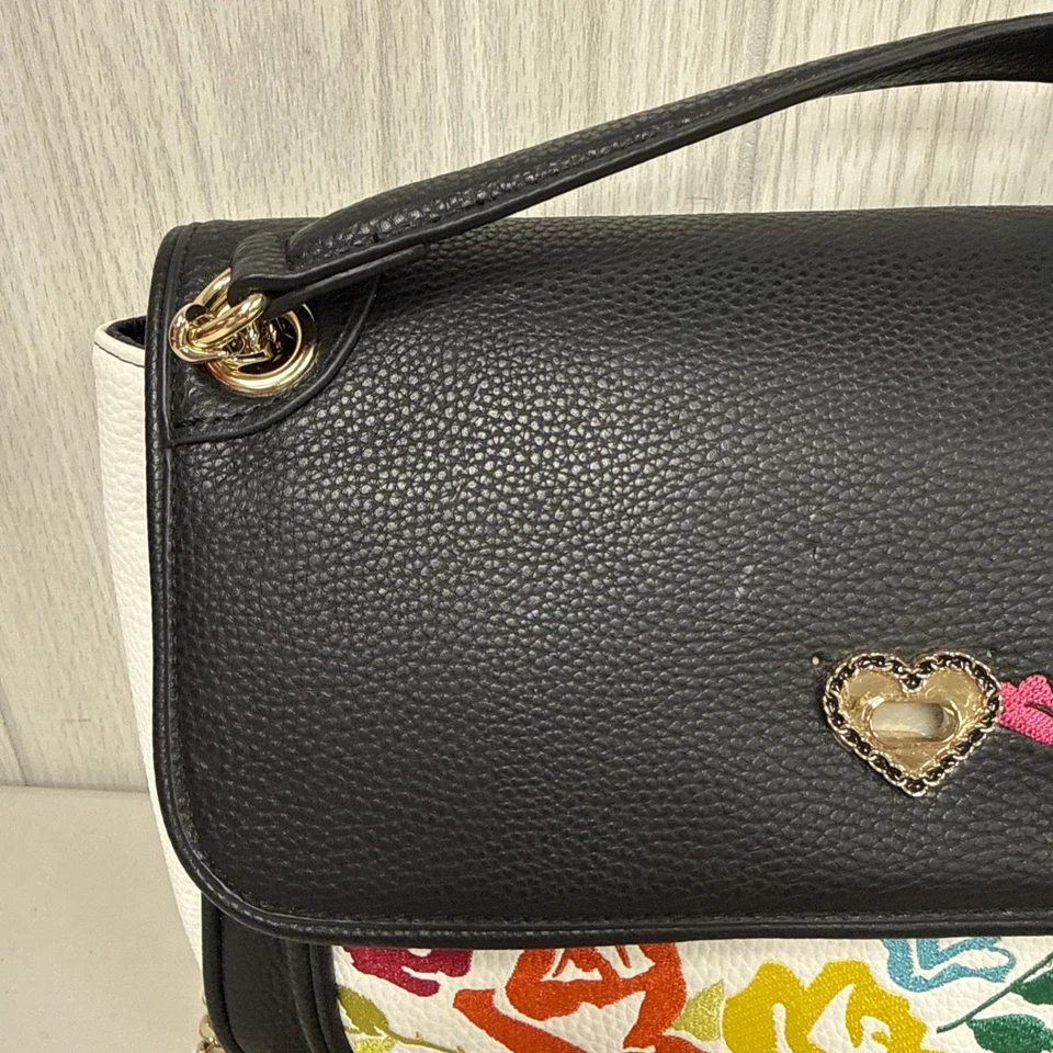 Difícil de Encontrar Betsey Johnson BLOOMIN' Bordado Rosa Floral Cadena Correa Bolso Cartera Foto 3 de 4