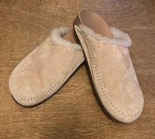 Jenni Kayne Women  s Shoes-Swede Leather Shearling-Lined Moc Clog Natural Color 7