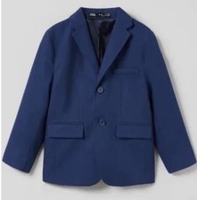 ZARA Blazer /Suit Jacket Sport Coat Boy's Navy Blue Preppy School Sz 11-12 NWT